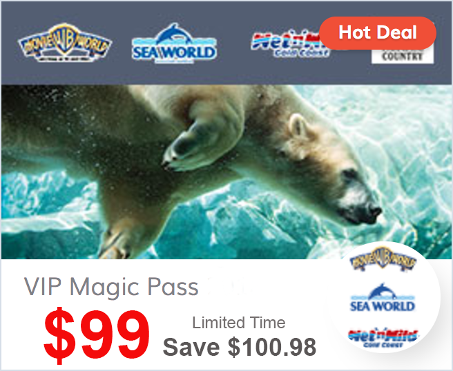 Discounted tickets to Sea World, Movie World, Paradise Country and WetnWild Queensland